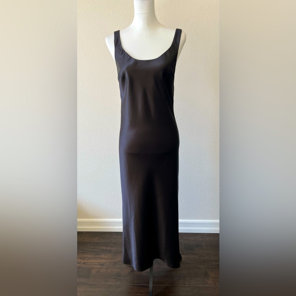 ASOS BLACK SATIN Scoop-Neck MAXI DRESS sz6